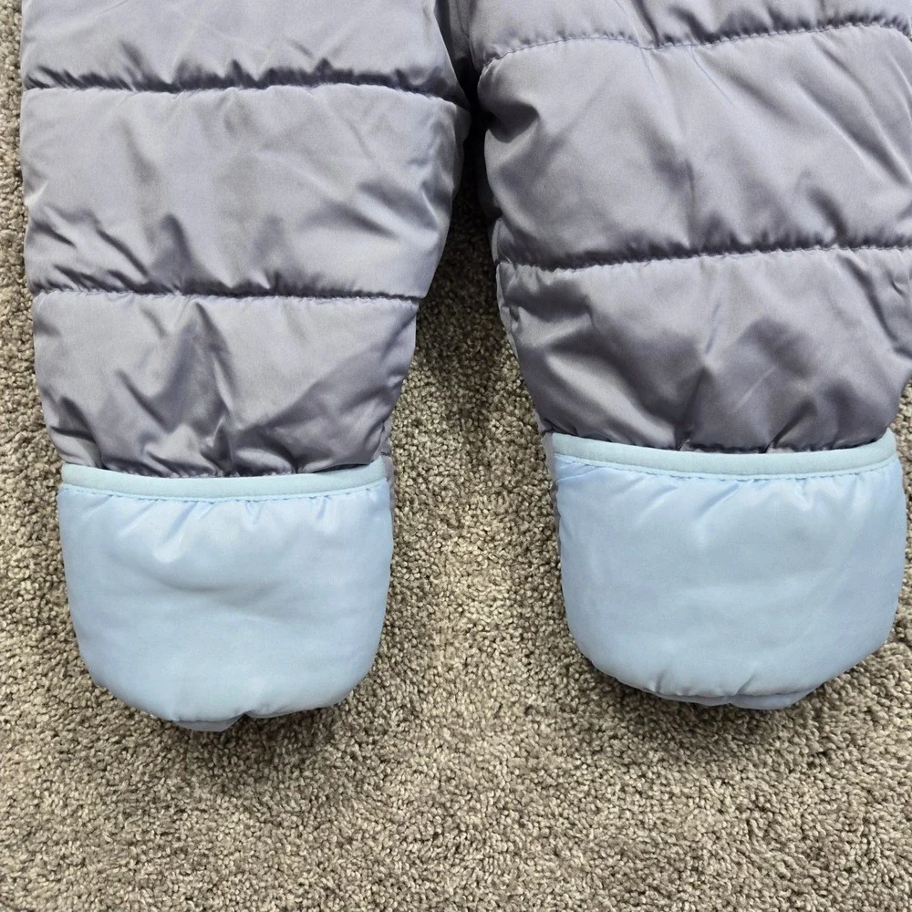 Carters Baby Boy 18 Months Blue Grey Hooded Puffer Pram Suit Snowsuit RN15101